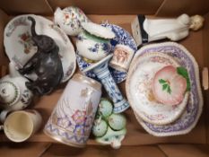 A mixed collection of items to include Minton Shallow Bowl & small floral pot, damaged Royal Doulton