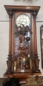 Early 20th century mahogany Vienna wall clock, height 125cm approx.