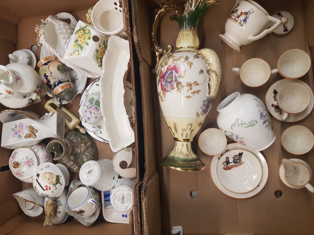 A mixed collection of ceramic items to include Aynsley Wild Tudor vase, Victorian ewer, vintage