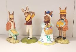 Royal Doulton bunnykins to include Gardener DB156, Mrs Bunnykins DB19, Mr Bunnykins DB18 and