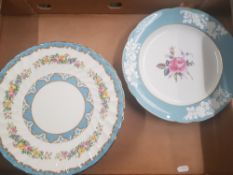 Set of 10 Crown Staffordshire Floral Decorated Dinner Plates, together with 2 similar Spode examples