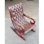 Brown Chesterfield Traditional Slipper Rocking chair 96cm H 59cm W