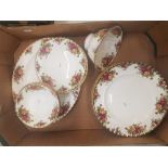 A collection of Royal Albert Old Country Roses pattern dinner ware items to include oval meat