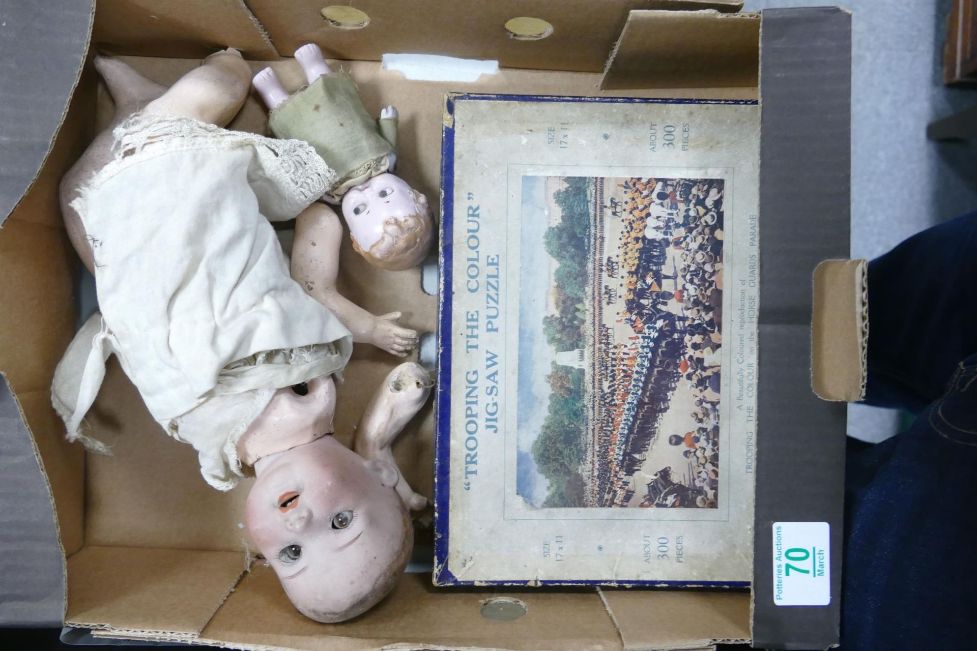 Vintage Bisque Headed Doll , Marked Germany together with A.V.N Jones & Co Trooping The Colour boxed