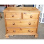 Victorian Pine Chest of 4 drawers (2 large, 2 small) 69cm H 81cm W