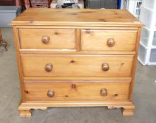 Victorian Pine Chest of 4 drawers (2 large, 2 small) 69cm H 81cm W