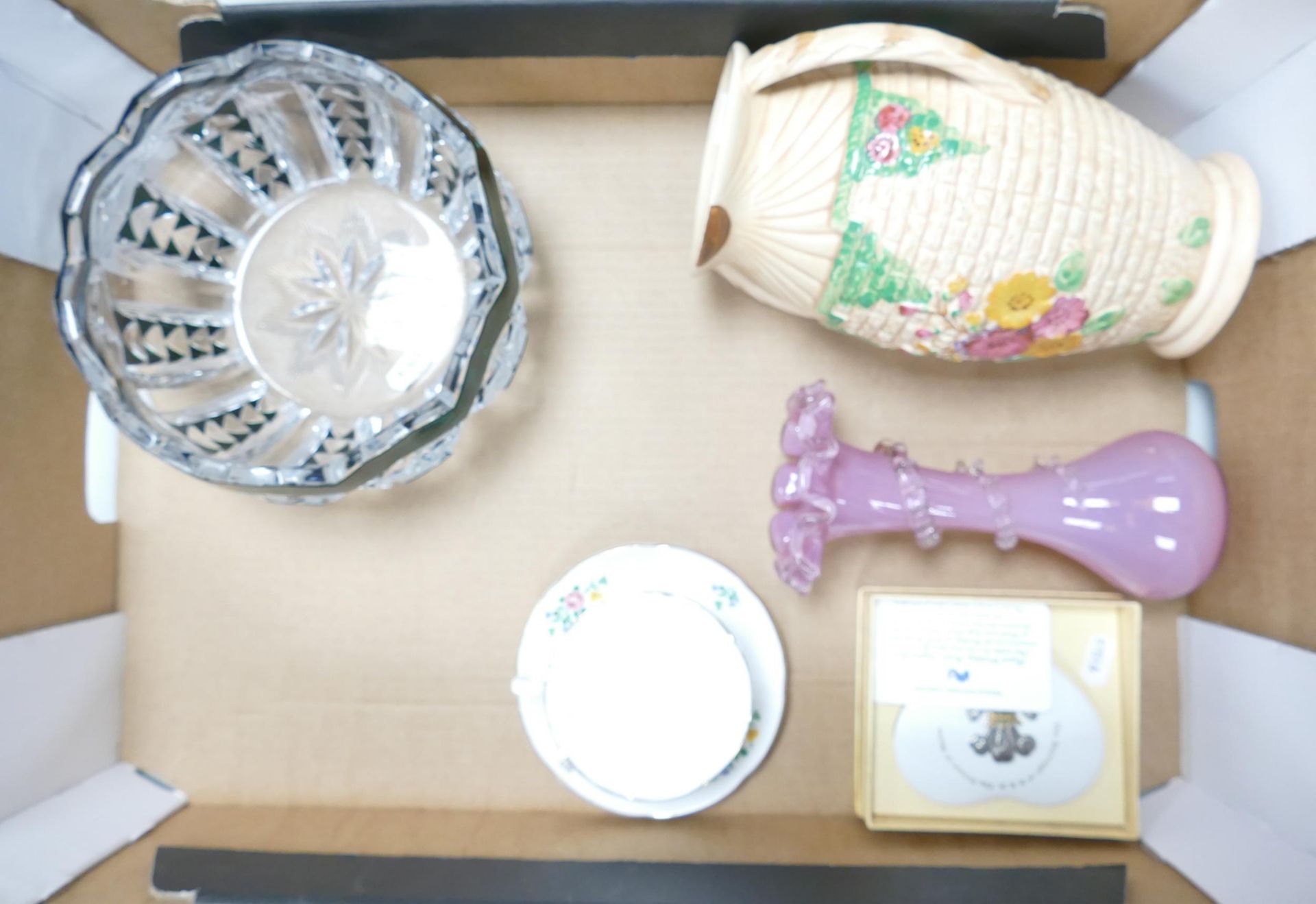 A mixed collection of items to include Cut Glass Large Fruit Bowl, Poole Pottery Commemorative