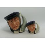 Royal Doulton Large & Small & seconds characters jugs of Capt Ahab D6500 & D6506(2)