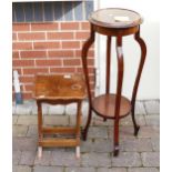 Edwardian inlaid occasional table together with similar Large oak Occasional Table Height of tallest