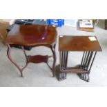 Edwardian Antique Mahogany Two tier side table 70cm H X 60cm Wide together with Mahogany nest of 4