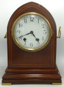 Inlaid Mahogany Mantle clock with brass fittings, height 32cm