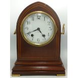 Inlaid Mahogany Mantle clock with brass fittings, height 32cm