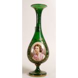 Bohemian Glass Vase with Gilt & Portrait Panel Decoration, height 31cm