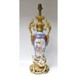 20th Century Chinese Lamp base with Gold Effect Metal Fittings, height without fitting 45cm