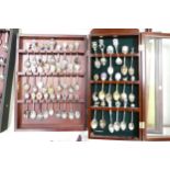 Collection of 130+ spoons contained in 4 specialist spoon collectors cabinets