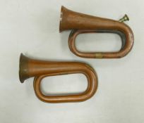 Two Vintage Copper Bugles including Boys Brigade & George Potter & Co, length of largest 29cm(2)