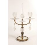 19th Century Brass & Cut Glass Crystal Candlestick, height 32cm