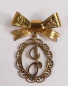 9ct gold bow brooch/pendant, 4.8g.