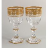 De Lamerie Fine Bone China heavily gilded Glass Crystal Toledo Patterned Wine Glasses , specially