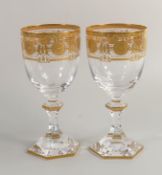De Lamerie Fine Bone China heavily gilded Glass Crystal Toledo Patterned Wine Glasses , specially