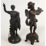 Cast Metal Figure of Putto & Ceaser , height of tallest 14cm(2)