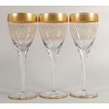 De Lamerie Fine Bone China heavily gilded Glass Crystal The Twist Patterned Tall Wine Glasses ,