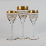 De Lamerie Fine Bone China heavily gilded Glass Crystal The Twist Patterned Wine Glasses one with