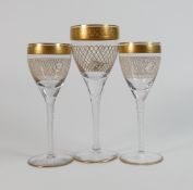 De Lamerie Fine Bone China heavily gilded Glass Crystal The Twist Patterned Wine Glasses one with