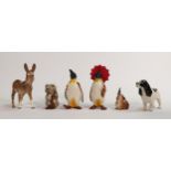 Beswick Donkey Foal, Cocker Spaniel, Koala, Rabbit & two Penguins(6)