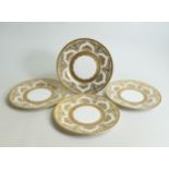 De Lamerie Fine Bone China heavily gilded Exotic Garden patterned Salad plates , specially made high