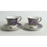 De Lamerie Fine Bone China heavily gilded Royal Bow cup and saucers, specially made high end quality