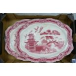 Wade Ceramic Large Willow Patterned Red & White Platters These were removed from the archives of the