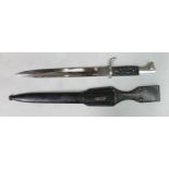 German nickel plated dress Bayonet, with 24.5cm fullered blade , with steel scabbard & leather frog,