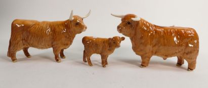 Beswick Highland Family comprising Bull 2008, Cow 1740 and Calf 1827d(3)