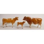 Beswick Guernsey Family Bull 1451, Cow 1248B and Calf 1249A (3)