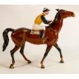Beswick Jockey on Walking Horse 1037, jockey in black, yellow & red diamond colourway, No12 detail