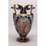 Decorative Handled Vases with classical panel decoration, height 26cm