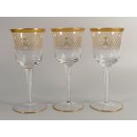 De Lamerie Fine Bone China heavily gilded Glass Crystal The Twist Patterned Wine Glasses,