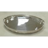 Large good quality silver plated galleried tray, measuring 61cm x 40cm.