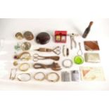 Good job lot of collectors items including treen candle snuffers, treen, lighter, assorted fashion