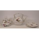 Carlton Blush ware Floral items to include Teapot, Plate & Egg Cup stand in Clematis Pattern