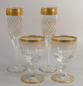 De Lamerie Fine Bone China heavily gilded Glass Crystal The Twist Patterned Champagne Flutes &