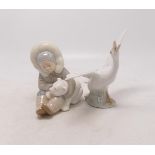 Lladro Eskimo Child & Goose 1263, tallest 13cm(3)