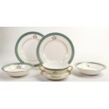 De Lamerie Fine Bone China, heavily gilded special commision plates, shallow bowls & handled