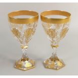 De Lamerie Fine Bone China heavily gilded Glass Crystal Exotic Garden Patterned Wine Glasses ,