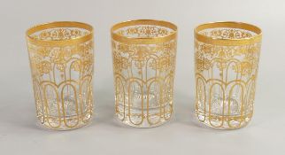 De Lamerie Fine Bone China heavily gilded Glass Crystal Exotic Garden Patterned Whiskey Glasses ,