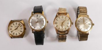 Gentleman's vintage collection of automatic wristwatches to include Bulova Ambassador, Tissot