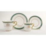 De Lamerie Fine Bone China, heavily gilded special commision Tea Cup & Coffee Can & Saucer ,