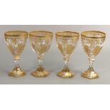 De Lamerie Fine Bone China heavily gilded Glass Crystal Exotic Garden Patterned Wine Glasses ,