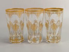 De Lamerie Fine Bone China heavily gilded Glass Crystal Exotic Garden Patterned Tumblers , specially